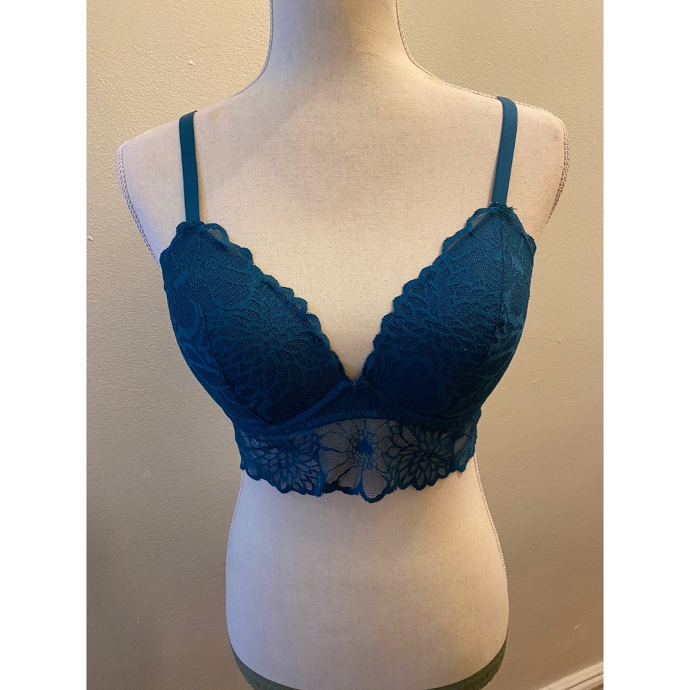 💚 PINK Turquoise Lightly Lined Lace Bralette 💚